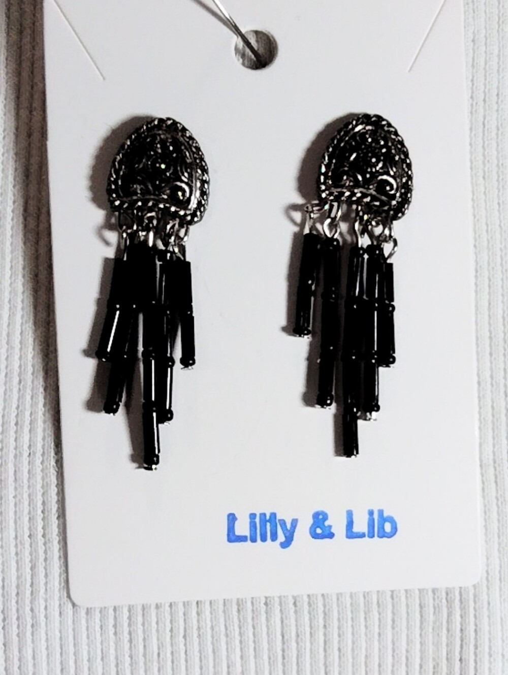Lilly & Lib Black Beaded Fringe Earrings